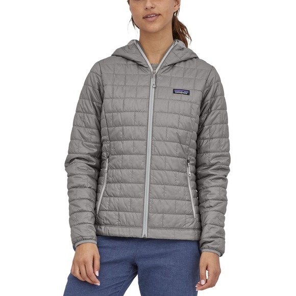 Patagonia Women's Nano Puff Hoody Sz S In Feather Grey